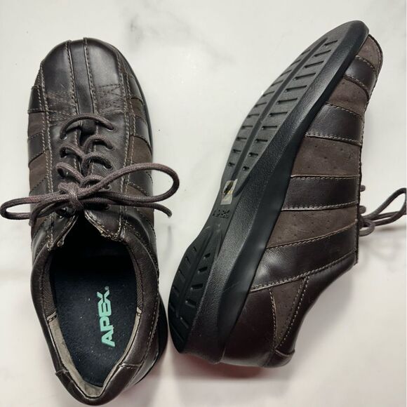 Apex leather lace up orthopedic comfort shoes, brown, size 7.5 XW extra wide - Picture 1 of 14